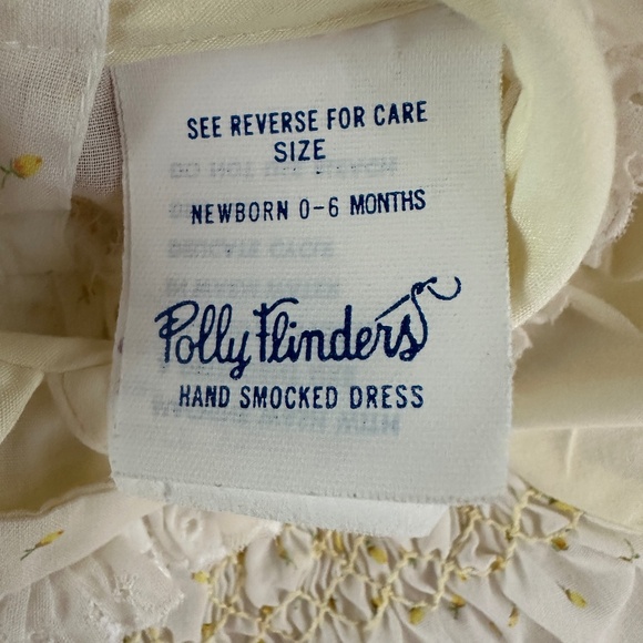 Polly Flinders Hand Smocked Yellow and White Baby Dress Size 0-6 Months - Picture 2 of 14
